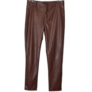 Shinestar Faux Leather Skinny Pants Brown High Rise | Size XL
